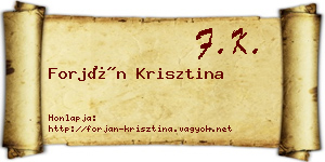 Forján Krisztina névjegykártya
